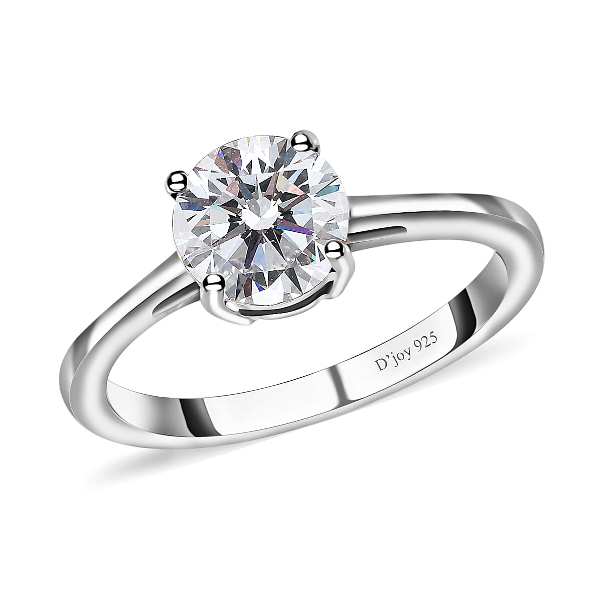Moissanite VS-EF Solitaire Ring in Platinum Over Sterling Silver 1.00 ctw