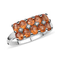 Tanzanian Spessartite Garnet and Natural White Zircon Ring in Platinum Over Sterling Silver (Size 10.0) 1.85 ctw - Sticky add to cart bar