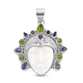 Sajen Silver Carved Bone and Multi Gemstone Pendant in Sterling Silver 5.75 ctw - Sticky add to cart bar