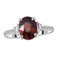 Natural Red Zircon and Natural White Zircon Ring in Platinum Over Sterling Silver (Size 10.0) 3.25 ctw