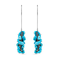 Sleeping Beauty Turquoise Dangle Earrings in Rhodium Plated Sterling Silver| Chips Drop Earrings| Silver Jewelry For Women 32.00 ctw
