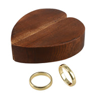 Portable Wooden Heart Shaped Secret Ring Box with Goldtone Ring