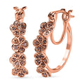 Uncut Natural Pink Diamond Floral Hoop Earrings, Vermeil Rose Gold Over Sterling Silver Earrings, Pink Diamond Jewelry For Her, Diamond Gifts 0.33 ctw - Sticky add to cart bar