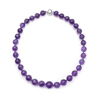 Amethyst Beaded Necklace 20 Inches with Magnetic Lock in Rhodium Over Sterling Silver 620.00 ctw