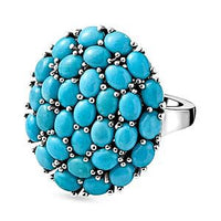 Sleeping Beauty Turquoise 5.03 ctw Cluster Ring in Platinum Over Sterling Silver (Size 5.5)