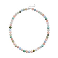 Peru Turquoise, Pink Morganite, Aquamarine and Heliodor Beaded Necklace 20-22 Inches in Rhodium Over Sterling Silver 387.00 ctw - Sticky add to cart bar