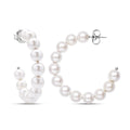 White Shell Pearl Hoop Earrings in Stainless Steel - Sticky add to cart bar