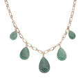 Green Aventurine 5 Stone with Paper Clip Chain Necklace (20-22 Inches) in Goldtone 85.00 ctw - Sticky add to cart bar