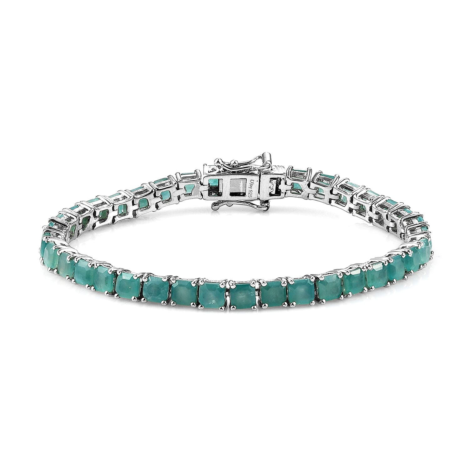 Premium Asscher Cut Grandidierite Tennis Bracelet in Platinum Over Sterling Silver (6.50 In) 10.90 Grams 11.35 ctw