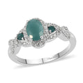 Premium Grandidierite and Natural White Zircon Ring in Platinum Over Sterling Silver (Size 8.0) 1.35 ctw - Sticky add to cart bar