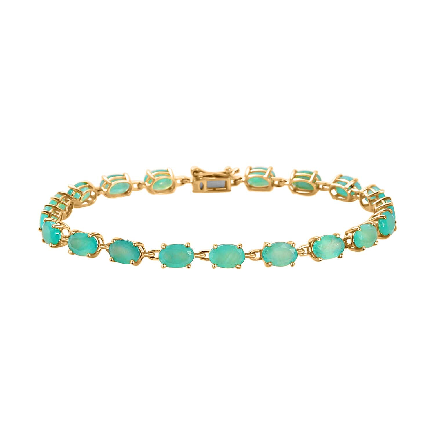LUXORO 10K Yellow Gold AAA Grandidierite Link Bracelet (8.00 In) 3.35 Grams 10.65 ctw
