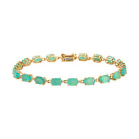 LUXORO 10K Yellow Gold AAA Grandidierite Link Bracelet (8.00 In) 3.35 Grams 10.65 ctw