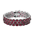 Orissa Rhodolite Garnet 3 Row Tennis Bracelet in Platinum Over Sterling Silver (6.50 In) (25.75 g) 65.30 ctw - Sticky add to cart bar