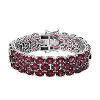 Orissa Rhodolite Garnet 3 Row Tennis Bracelet in Platinum Over Sterling Silver (6.50 In) (25.75 g) 65.30 ctw
