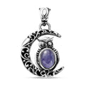 Artisan Crafted Tanzanite Pendant, Owl Pendant, Crescent Moon Pendant - Sticky add to cart bar
