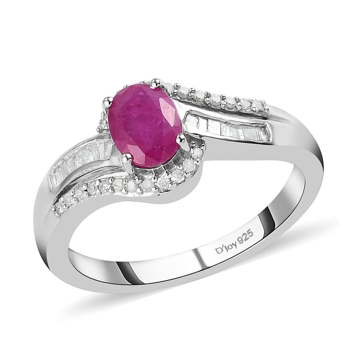 Premium Mozambique Ruby and Diamond Ring in Platinum Over Sterling Silver (Size 10.0) 1.20 ctw