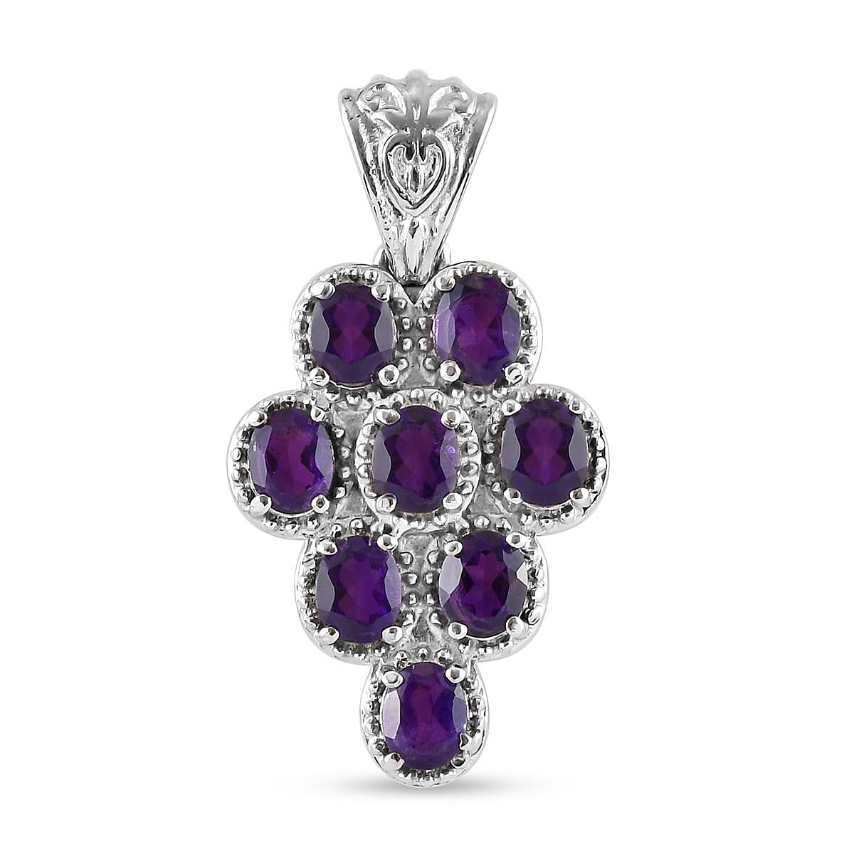 Amethyst Pendant in Stainless Steel