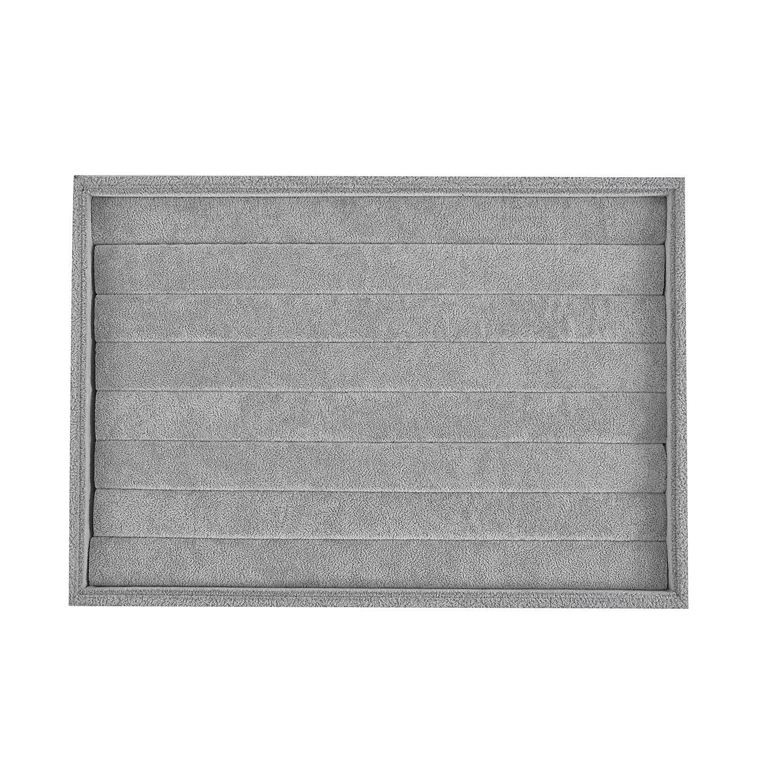 Grey Ice Velvet 7 Rows Ring Tray 13.8"x9.4"x1.2"
