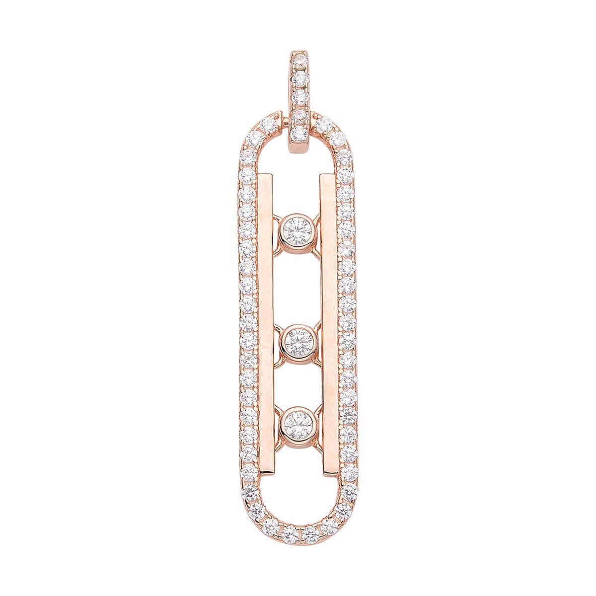 Sliding Simulated Diamond Pendant in 14K Rose Gold Over Sterling Silver 1.65 ctw