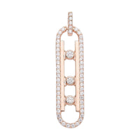 Sliding Simulated Diamond Pendant in 14K Rose Gold Over Sterling Silver 1.65 ctw
