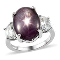 Indian Star Ruby and Natural White Zircon Ring in Platinum Over Sterling Silver 12.25 ctw - Sticky add to cart bar