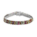Multi-Tourmaline  Bracelet (Size - 6.5) in Platinum Overlay Sterling Silver 13.16 ctw - Sticky add to cart bar