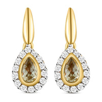 Turkizite and White Zircon Fancy 0.96 ctw Earrings in Vermeil YG Over Sterling Silver