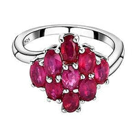 Niassa Ruby (FF) 2.96 ctw Cluster Ring in Platinum Over Sterling Silver (Size 10)