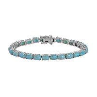 One Time Only Larimar Tennis Bracelet in Platinum Over Sterling Silver (8.00 In) 13 Grams 25.40 ctw