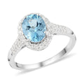 Certified & Appraised ILIANA 18K Yellow Gold AAA Santa Maria Aquamarine and G-H SI Diamond Halo Ring 3.25 Grams 1.50 ctw - Sticky add to cart bar
