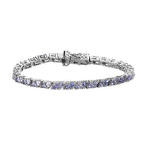 Tanzanite Tennis Bracelet in Platinum Over Sterling Silver (8.00 In) 12.10 Grams 6.60 ctw