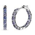 Tanzanite Earrings in Platinum Over Sterling Silver, Inside Out Hoops, Silver Tanzanite Earrings 4.75 ctw - Sticky add to cart bar