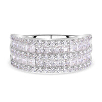 Simulated Diamond Ring in Rhodium Over Sterling Silver (Size 6.5) 2.91 ctw