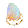 Certified & Appraised ILIANA 18K Yellow Gold AAA Ethiopian Welo Opal and G-H SI Diamond Ring 4.28 Grams 15.25 ctw - Sticky add to cart bar