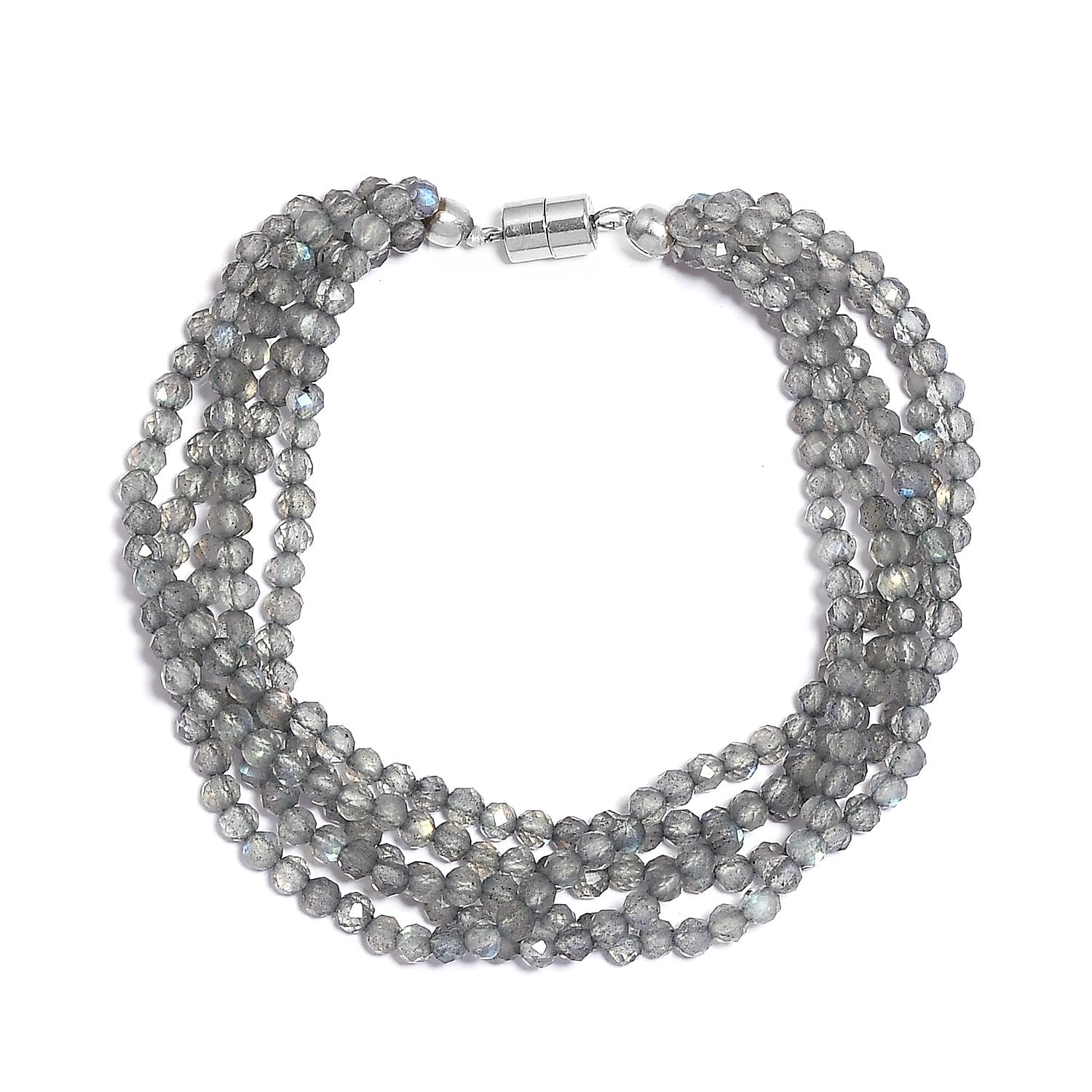 Malagasy Labradorite Chips Twisted Bracelet in Platinum Over Sterling Silver (7.25 In) 44.25 ctw
