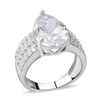Simulated Diamond Ring in Rhodium Over Sterling Silver (Size 8.0)
