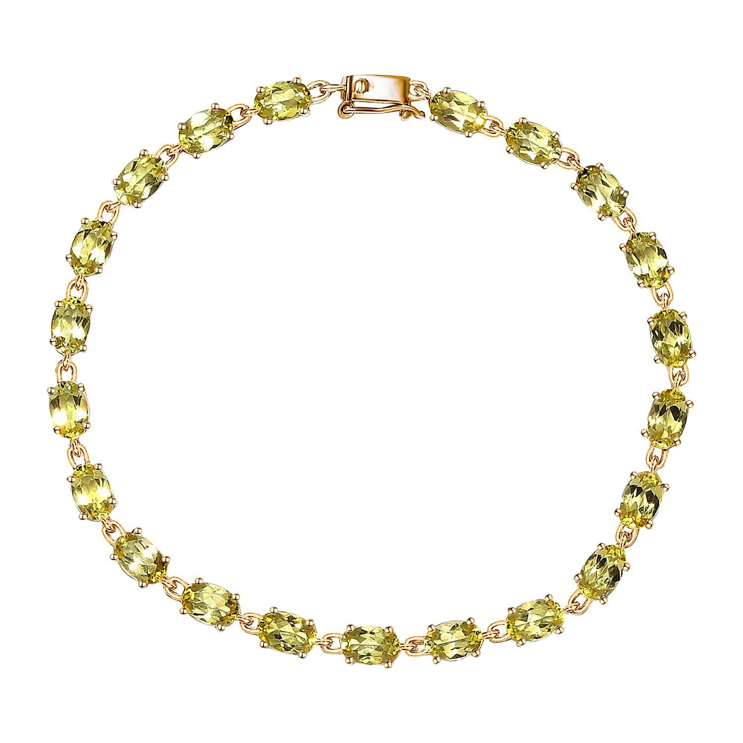 Luxoro AAA Canary Tourmaline 8.35 ctw Link Bracelet In 14K Yellow Gold (7.25 In)