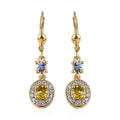 AAA Natural Tanzanian Canary Tourmaline and Multi Gemstone Lever Back Earrings in Vermeil Yellow Gold Over Sterling Silver 1.35 ctw - Sticky add to cart bar