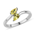 AAA Natural Tanzanian Canary Tourmaline Bypass Ring in Platinum Over Sterling Silver (Size 10.0) 0.35 ctw - Sticky add to cart bar