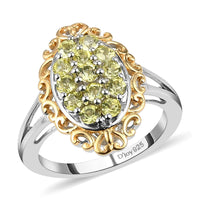 AAA Natural Tanzanian Canary Tourmaline Ring in Vermeil Yellow Gold and Platinum Over Sterling Silver (Size 10.0) 0.85 ctw