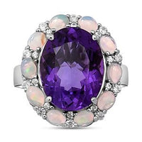Lusaka Amethyst and Multi Gemstone 9.37 ctw Ring in Platinum Over Sterling Silver (Size 11.5)