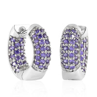 KARIS Simulated Purple Diamond Hoop Earrings in Platinum Bond 3.25 ctw