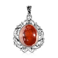 Artisan Crafted Mother of Fire Opal Solitaire Pendant without Chain in Sterling Silver 7.25 ctw - Sticky add to cart bar