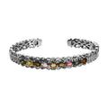 Multi-Tourmaline and White Zircon Cuff Bracelet in Platinum Over Sterling Silver (7.25 In) 4.50 ctw - Sticky add to cart bar