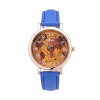 Strada Japanese Movement Earth Pattern Dial Watch in Brown Faux Leather Strap (37mm) (6.75 -8.50 Inches)