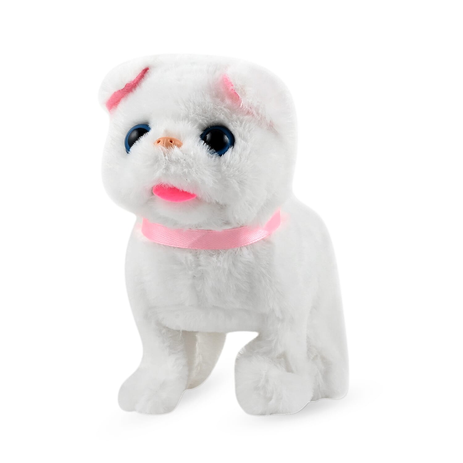 White Electric Walking Plush Cat (6.3"x6.3"x2.8'') Battery 2xAA (Not Included)