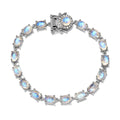 Kuisa Rainbow Moonstone, Natural White Zircon Bracelet in Platinum Over Sterling Silver (6.50 In) (8.55 g) 18.40 ctw - Sticky add to cart bar