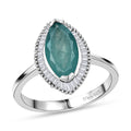 Grandidierite and Diamond Halo Ring in Platinum Over Sterling Silver (Size 10.0) 2.10 ctw - Sticky add to cart bar
