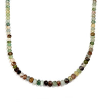 Natural Zimbaprase Beaded Necklace 20 Inches in Sterling Silver 95.20 ctw