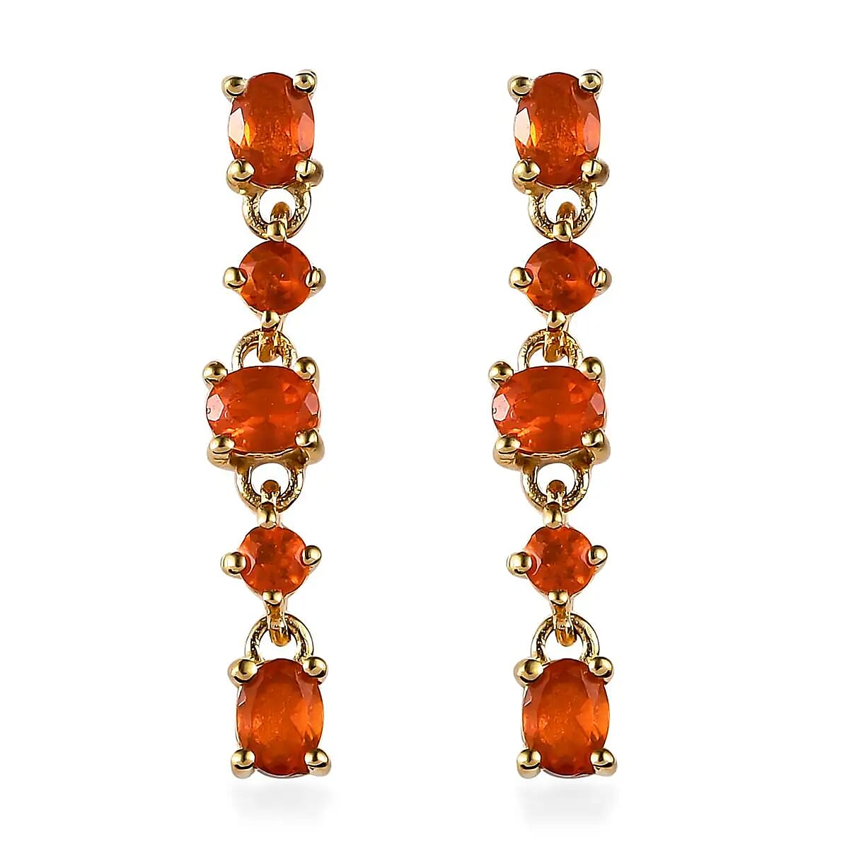 Mexican Fire Opal Earrings, Dangling Earrings, Sterling Silver Earrings, Opal Dangle Earrings 0.85 ctw